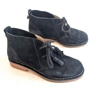 HUSH PUPPIES Women's Black Suede Tassel Lace-up Chukka Ankle Booties Size 7